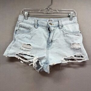 Chelsea Shorts Womens‎ 05 Blue Denim Stretch Distressed High Rise Vintage Ripped